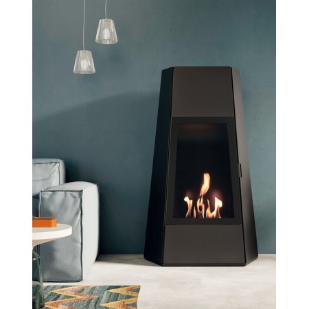 Stufa a Bioetanolo da Pavimento da 3 Kw Biocamino Nero con Vetro Bruciatore 2 Lt