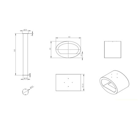 Biocamino Camino a Bioetanolo Nero da Soffitto 2 kw Bifacciale Bruciatore 1.5 lt
