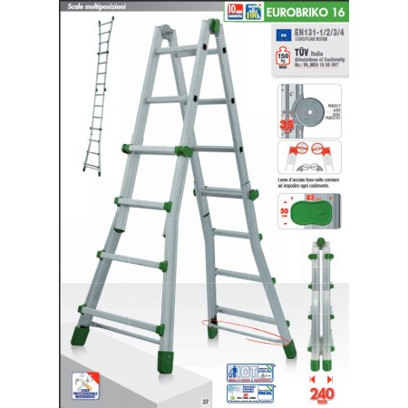Facal Scala Telescopica 5 Gradini Metri Alluminio Multiuso Professionale Interno