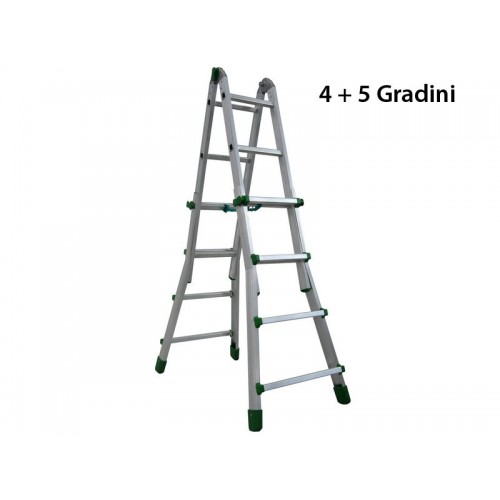 Facal Scala Telescopica 5 Gradini Metri Alluminio Multiuso Professionale Interno