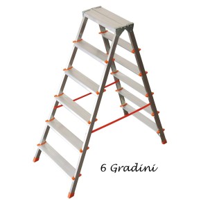 Facal Scala Doppia Alluminio Scaletta 6 Gradini Richiudibile Sgabello Da Interno