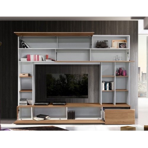 Mobile Porta Tv Olmo Bianco Parete Attrezzata Moderna Ante da Soggiorno Libreria