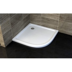 Piatto Doccia Acrilico 80x80 90x90 5cm Semicircolare Angolare Bianco con Piletta