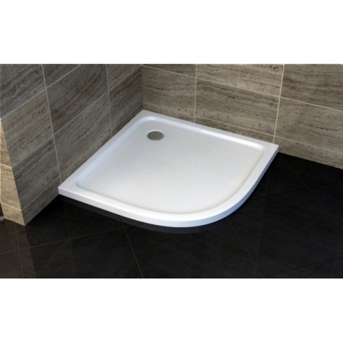 Piatto Doccia Acrilico 80x80 90x90 5cm Semicircolare Angolare Bianco con Piletta