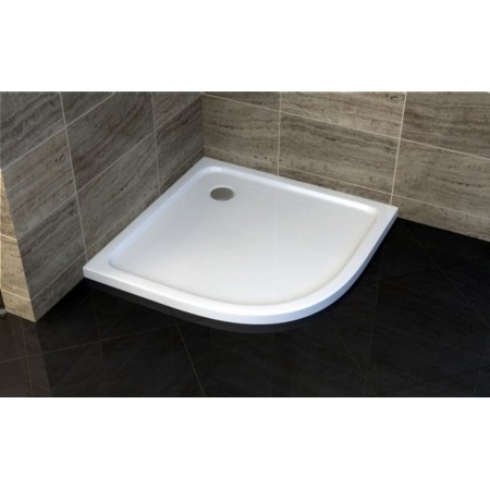 Piatto Doccia Acrilico 80x80 90x90 5cm Semicircolare Angolare Bianco con Piletta