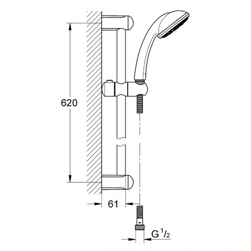 Grohe Asta Saliscendi Doccia con Soffione Rotondo Supporto Colonna Bagno Cromo