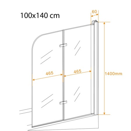 Box Vasca Doccia a Libro 6 mm Cristallo Sopravasca Pieghevole Bagno Parete Vetro
