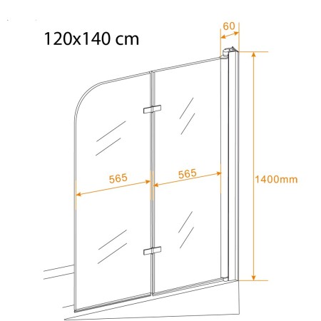 Box Vasca Doccia a Libro 6 mm Cristallo Sopravasca Pieghevole Bagno Parete Vetro
