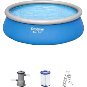 Piscina Gonfiabile 457X122 Fuoriterra Pompa Filtro Scaletta Telo e Copertura