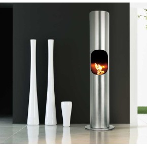 Stufa a Bioetanolo Acciaio Camino Biostufa da Terra Pavimento con Fibra Ceramica 2