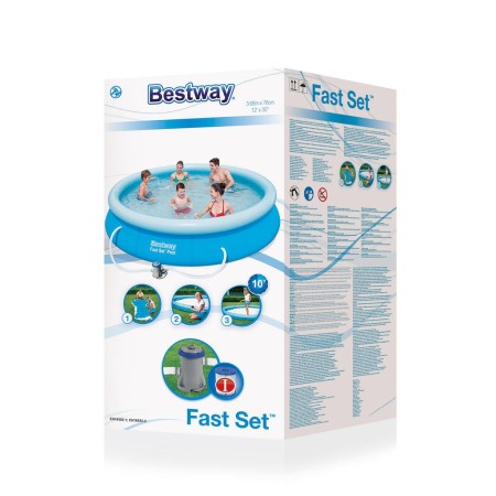 Bestway Piscina Gonfiabile Rotonda 366x76 Fuoriterra con Pompa Filtro Cartuccia