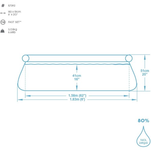 Piscina Rotonda Fuori Terra 183x51 Gonfiabile Autoportante Senza Pompa Filtro