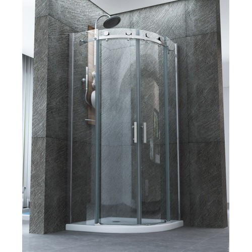 Box Doccia 80x80 90x90 8 mm 2 Ante Scorrevole Tondo Circolare in Vetro Cristallo