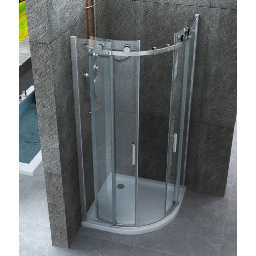 Box Doccia 80x80 90x90 8 mm 2 Ante Scorrevole Tondo Circolare in Vetro Cristallo