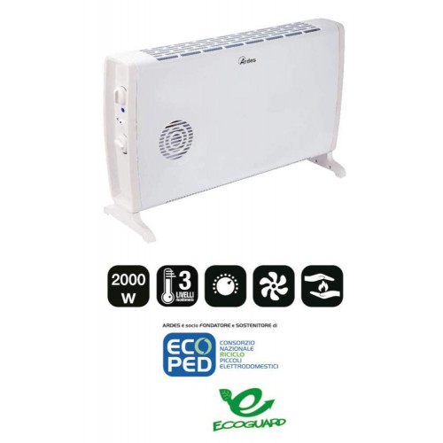 Stufa Termoconvettore Elettrico Ventilata 2000w Termosifone Stufetta Caldobagno
