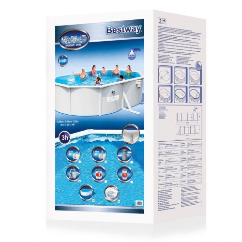 Piscina in Acciaio Ovale Fuori Terra 500x360x120 con Pompa Filtro a Sabbia Scala