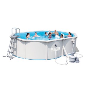 Piscina in Acciaio Ovale Fuori Terra 500x360x120 con Pompa Filtro a Sabbia Scala