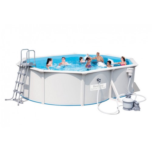 Piscina in Acciaio Ovale Fuori Terra 500x360x120 con Pompa Filtro a Sabbia Scala