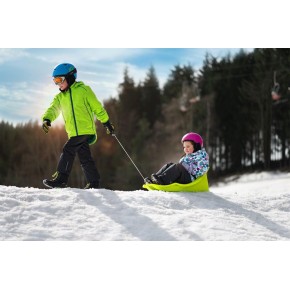 Slitta Bob per Bambini Slittino da Neve Max 50 kg Montagna Verde Rosa Bianco 2