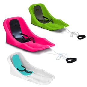 Slitta Bob per Bambini Slittino da Neve Max 50 kg Montagna Verde Rosa Bianco