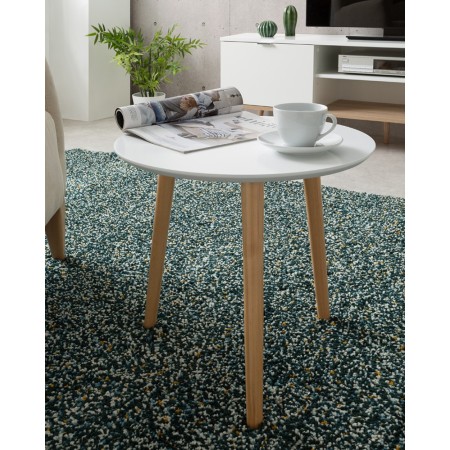 Tavolino da Caffe Bianco 48 cm Rotondo Divano Tavolinetto Salotto Tavolo Basso