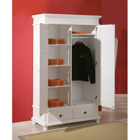 Armadio 2 Ante 2 Cassetti h 200 Bianco Ripiani Cassetti Mobile Cabina Guardaroba