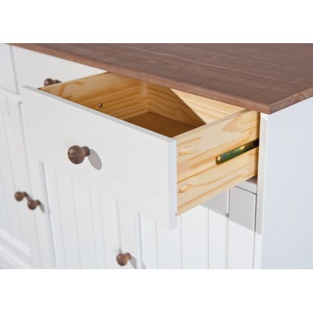 Mobile Credenza 3 Ante 3 Cassetti Bianco Noce Madia Dispensa Buffet da Cucina