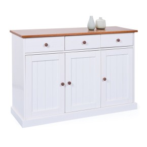 Mobile Credenza 3 Ante 3 Cassetti Bianco Noce Madia Dispensa Buffet da Cucina 2