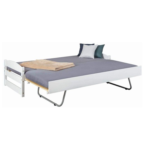 Letto Singolo con Letto Estraibile 90x200 a Doghe a Scomparsa Bianco Salvaspazio