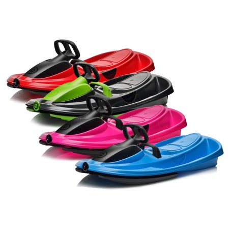 Slitta Bob Biposto Stratos Rosso con Volante Freno Slittino da Neve Max 120 kg
