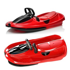 Slitta Bob Biposto Stratos Rosso con Volante Freno Slittino da Neve Max 120 kg