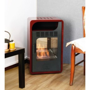 Stufa a Bioetanolo Ventilata Rossa Camino 3 kw 28m2 Combustibile 1.5lt con Vetro 2