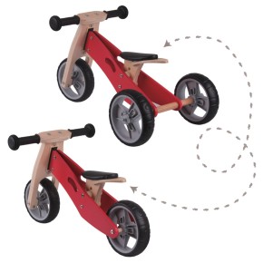 Triciclo Bicicletta Bambini Legno Giallo Pedagogica Senza Pedali a Spinta Bici 2