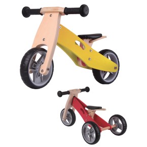 Triciclo Bicicletta Bambini Legno Giallo Pedagogica Senza Pedali a Spinta Bici