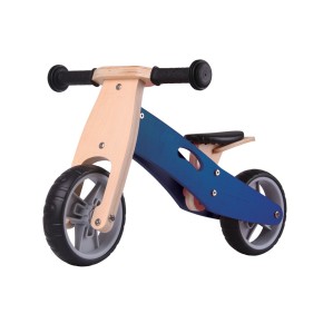 Triciclo Bicicletta per Bambini Legno Blu Pedagogica Senza Pedali a Spinta Bici 2