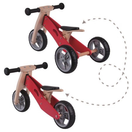 Triciclo Bicicletta per Bambina Legno Rosa Pedagogica Senza Pedali a Spinta Bici