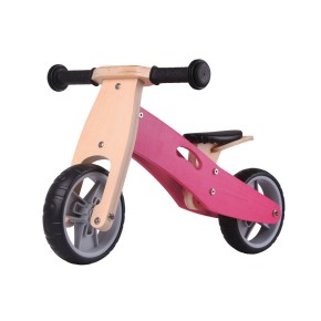 Triciclo Bicicletta per Bambina Legno Rosa Pedagogica Senza Pedali a Spinta Bici 2
