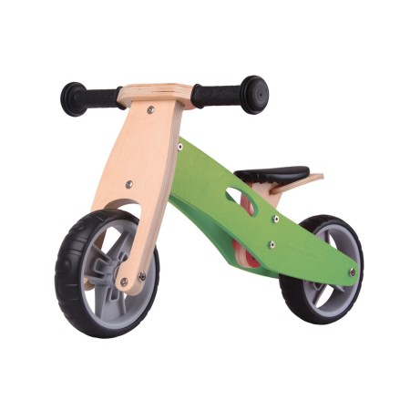 Triciclo Bicicletta da Bambini Legno Verde Pedagogica Senza Pedali a Spinta Bici