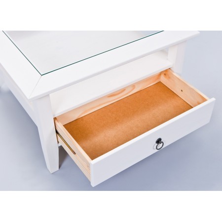 Tavolino in Vetro da Caffe 75x75 Bianco Tavolo Legno Divano Soggiorno Quadrato