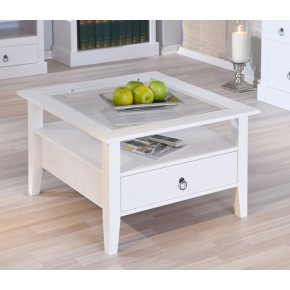 Tavolino in Vetro da Caffe 75x75 Bianco Tavolo Legno Divano Soggiorno Quadrato 2
