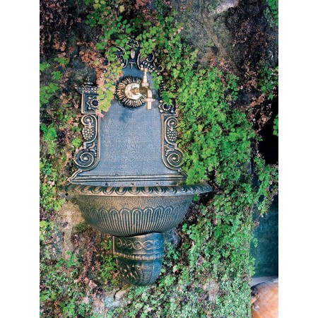 Fontana da Parete Verde in Ghisa Lavabo a Muro Giardino Lavandino Rubinetto 