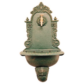 Fontana da Parete Verde in Ghisa Lavabo a Muro Giardino Lavandino Rubinetto 