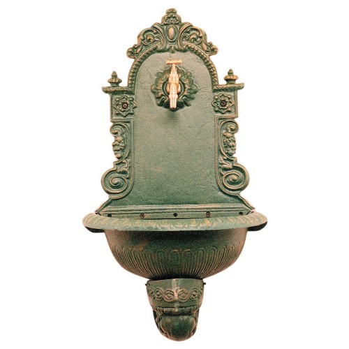 Fontana da Parete Verde in Ghisa Lavabo a Muro Giardino Lavandino Rubinetto 