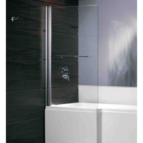 Sopravasca in Vetro 5 mm 86x140 Cristallo Box Parete Vasca da Bagno Cromo Doccia