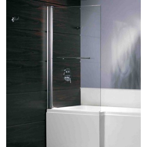 Sopravasca in Vetro 5 mm 86x140 Cristallo Box Parete Vasca da Bagno Cromo Doccia