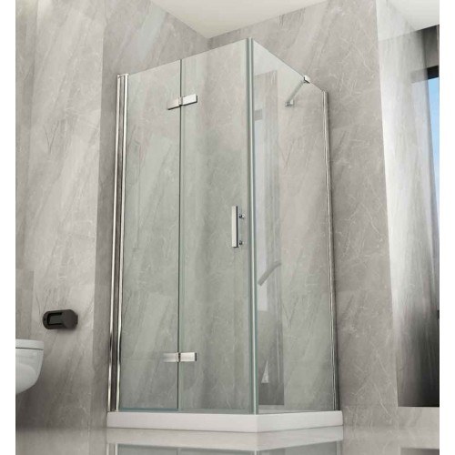 Box Doccia Anta a Libro 60 70 80 90 100 Fissa Angolare 8mm Cristallo Trasparente