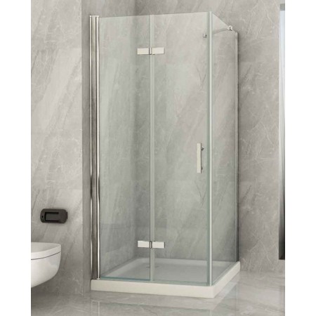 Box Doccia Anta a Libro 60 70 80 90 100 Fissa Angolare 8mm Cristallo Trasparente