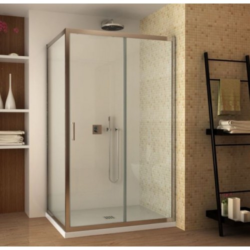 Box Doccia Angolare 6 mm 1 Parete Anta Fissa 1 Porta Scorrevole Cabina Cristallo