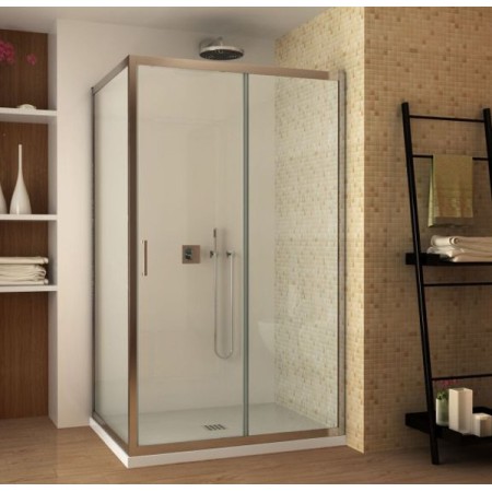 Box Doccia Angolare 6 mm 1 Parete Anta Fissa 1 Porta Scorrevole Cabina Cristallo