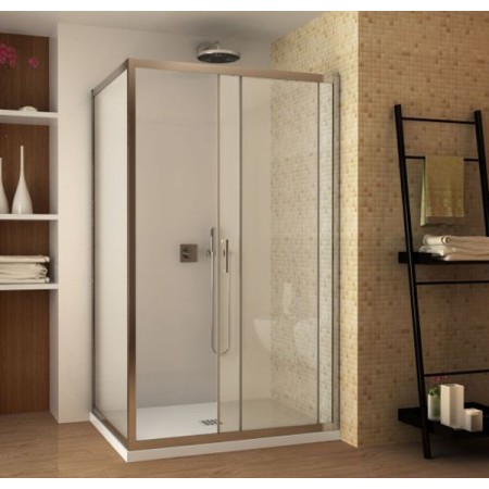 Box Doccia Angolare 6 mm 1 Parete Anta Fissa 1 Porta Scorrevole Cabina Cristallo